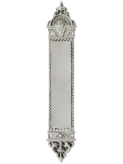 16 1/4 inch Blois Pattern Push Plate In Polished Nickel.